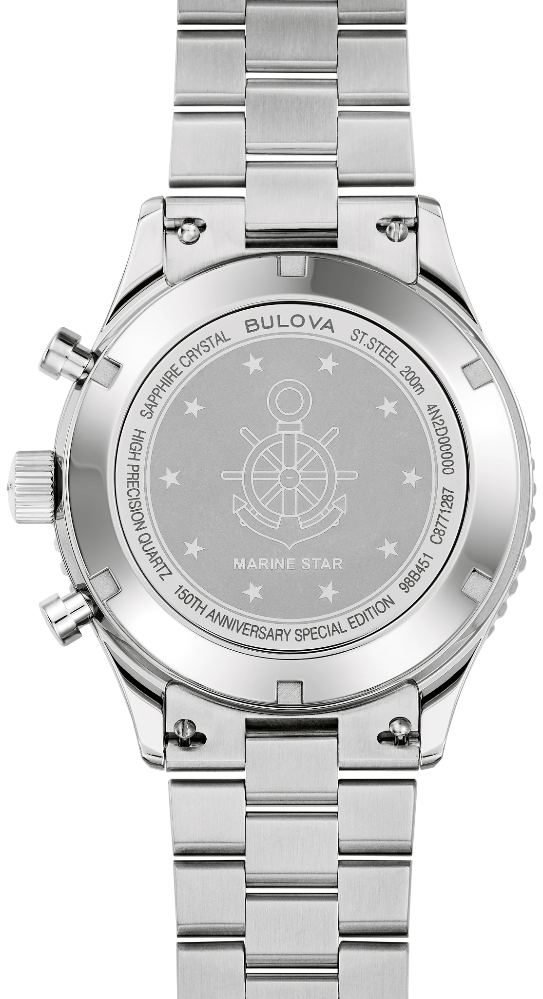 Black Dial Stainless Steel Bracelet Marine Star Heritage 98B451